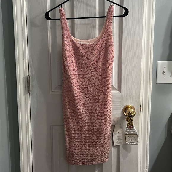 Pink Sequin Form Fitting Mini Dress - Picture 6 of 9